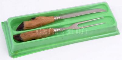 Vadász kés és villa, h: 27 cm