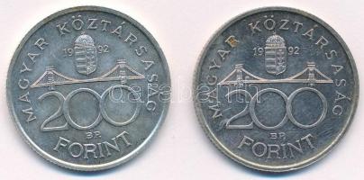 1992. 200Ft Ag "MNB" (2x) T:2 patina
Adamo F13