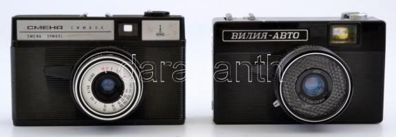 4 db retró szovjet fényképezőgép, eredeti tokjában ( 3 db), működnek