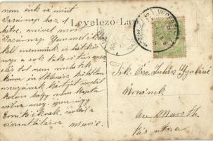 1906 Verebély, Vráble; család a kertben kutyával / family in the garden with dog. photo (EK)