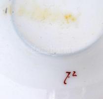 Jelzés nélkül: Porcelán mártásos tál kanállal. Matricás, hibátlan d: 16 , m:20 cm