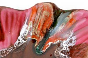 Vallauris francia kínálótál, kézzel festett mázas fajansz, jelzett, apró kopás nyomokkal, 42×30 cm