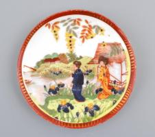Japán porcelán teáscsésze és alj. Kézzel festett, jelzett, minimális kopással