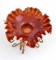 Hajlított fém lábakon álló üvegbetétes kínáló d: 15 cm