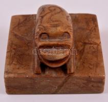 Békát ábrázoló, régi kínai körfeliratos, kő pecsétnyomó / Antique Chinese seal maker with frog figur...