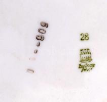 Zsolnay rózsamintás porcelán mélytányér, matricás, jelzett, kopásnyomokkal, d: 23,5 cm