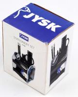 Jysk írószertartó, oldalsó plexi levált, eredeti dobozában. kiegészítőkkel, m:16 cm