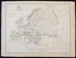 1847 Európa nagyméretű határszínezett rézmetszetű térképe. / 1847 Sharpes corresponding map of Europe with steamship routes . Engraved . Colored etching 47x36 cm,