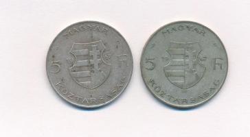 1947. 5Ft Ag "Kossuth" (2x) T:2- patina Adamo F8.1