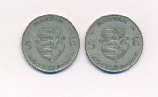 1947. 5Ft Ag "Kossuth" (2x) T:2-,3 patina, ph. Adamo F8.1