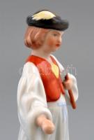 Herendi porcelán kis juhász, kézzel festett, jelzett, hibátlan, m: 14,5 cm