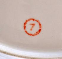 Hollóházi kék mintás porcelán háromemeletes kínáló, matricás, jelzett, hibátlan, m: 37 cm