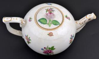 Herendi Eton mintás teakiöntő, kézzel festett, jelzett, kopásnyomokkal, m: 15 cm, h:22,5 cm
