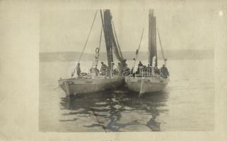 1916 Fiume, Rijeka; halászhajók a tengeren / fishing boats on the sea. photo (EK)