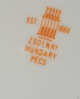 Zsolnay teás kancsó, kézzel festett, jelzett, fedél nélkül, apró kopásnyomokkal, m: 15,5 cm