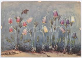 Wagner jelzéssel: Harangvirágok. Akvarell, papír, 25×36 cm