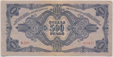 1945. 500P magyar "N" betű orosz "P" helyett T:III