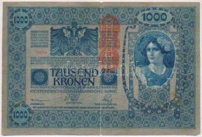 1902. 1000K (3x) mind függőleges, piros "Deutschösterreich" felülbélyegzéssel, mindkét old...