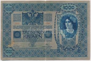 1902. 1000K (3x) mind függőleges, piros "Deutschösterreich" felülbélyegzéssel, mindkét old...