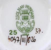 Zsolnay pillangó mintás mini váza, kézzel festett, jelzett, m:7 cm