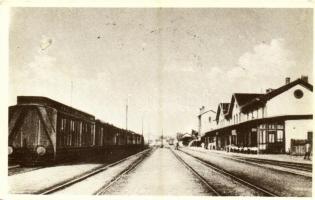 1928 Vinkovce, Vinkovci; Kolodvor / Vasútállomás, vonat / Bahnhof / railway station, train