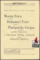 1936 Morini, Dohnányi, Piatogorsky hangverseny műsorfüzet 16p.