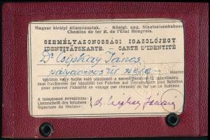 cca 1930 Magyar Királyi Államvasutak pályaorvos feleségének fényképes igazolványa