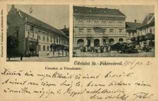 1906 Székesfehérvár, Városháza, Városház tér, piaci árusok. Kiadja Kaufman F.