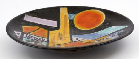 Jelzés nélkül: Mázas kerámia fali disztányér d: 28 cm