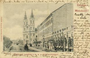 1902 Miskolc, Mindszenti templom, MÁV üzletvezetőség. Kiadja Gedeon András (ragasztónyom / glue marks)