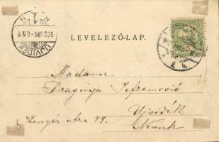 1902 Miskolc, Mindszenti templom, MÁV üzletvezetőség. Kiadja Gedeon András (ragasztónyom / glue mark...