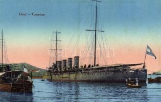 Gruz, Gravosa; Osztrák-Magyar Haditengerészet Helgoland-osztályú gyorscirkáló / Austro-Hungarian Navy (K.u.K. Kriegsmarine) Helgoland-class light cruiser