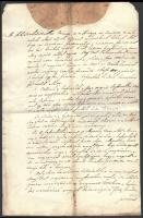 1848 Kiskunszabadszállás város szerződése kocsma bérletéről. A városi elöljárók aláírásával és a város címeres pecsétjével.