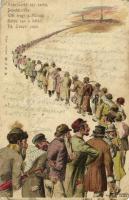 1901 Száz zsidó egy sorba Deputáczióba... / Jewish people humour. Judaica, M. J. F. B. litho s: Hegedűs Geiger (EB)