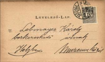 1899 Budapest VIII. Katolikus Ifjak Köre lapja a felolvasó körestről. Baross utca 42. (EM)