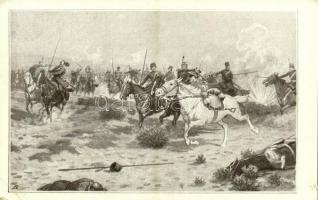 K.u.K. (Austro-Hungarian) military art postcard, Cossack soldiers (EK)