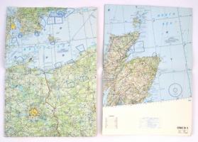 cca 1970 2 db nagyméretű léginavigációs térkép ÉNY-Európáról