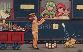 1930 Children on a train, dogs, Amag 0320. s: Margret Boriss