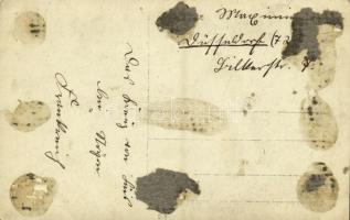 Frankreich / WWI military photo postcard, French ruins with Jesus statue (EK)