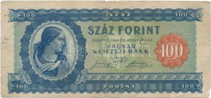 1946. 100Ft B138 032861 T:III- Hungary 1946. 100 Forint B138 032861 C:VG Adamo F26