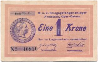 Ausztria / Freistadt hadifogolytábor ~1916. 1K T:III
Austria / Freistadt POW camp ~1916. 1 Krone C:...