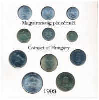 1993. 10f-200Ft (11xklf) forgalmi sor dísztokban, benne 200Ft Ag "MNB", "Magyarország...