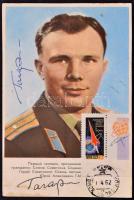Jurij Alekszejevics Gagarin (1934-1968) szovjet űrhajós aláírása levelezőlapon alkalmi bélyegzéssel / Signature of Yuriy Alekseyevich Gagarin (1934-1968) Soviet astronaut on ps card with special cancellation