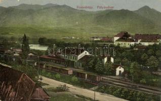 1916 Rózsahegy, Ruzomberok; pályaudvar, vasútállomás, vonatok / Bahnhof / railway station, trains + RÓZSAHEGY P.U. (EB)