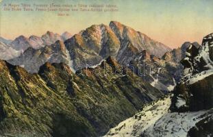 1917 Tátra, Vysoké Tatry; Ferenc József csúcs a Tátra-csúcsról tekintve / Stít Frantiska Jozefa / mountain peaks