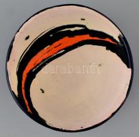 Gorka Lívia (1925-2011): festett mázas kerámia tálka, jelzett, alján minimális lepattanásokkal, d:12...