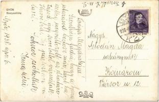 1938 Győr, Bástyasétány, "Elite" mozi, "Érettségi film plakát, fagylalt üzlet és Nővé...