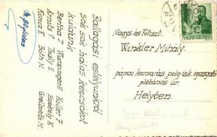 1943 Győr, Kálvária úti leányiskola, ballagási estélyről küldött felvétel, hátoldalon nevek. photo