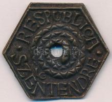 Ligeti Erika (1934-2004) 1979. "Állami csúszópénz - Respublica Szentendre" Br gúnyérem (42...