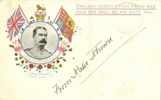 1900 Lord Kitchener, G.C.B., England expects that every man this day will do his duty, flags, floral
